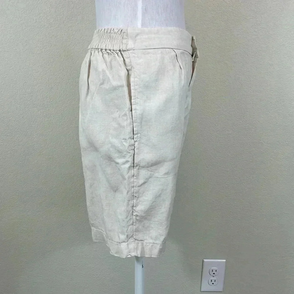 Tahari 100% linen beige shorts size small - Picture 2 of 6